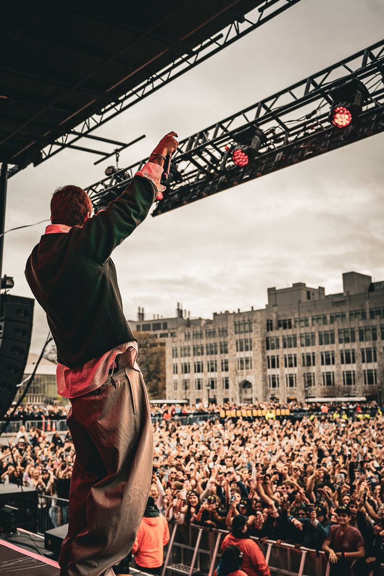 The Chainsmokers performer overlooking the crowd, Boston, MA
