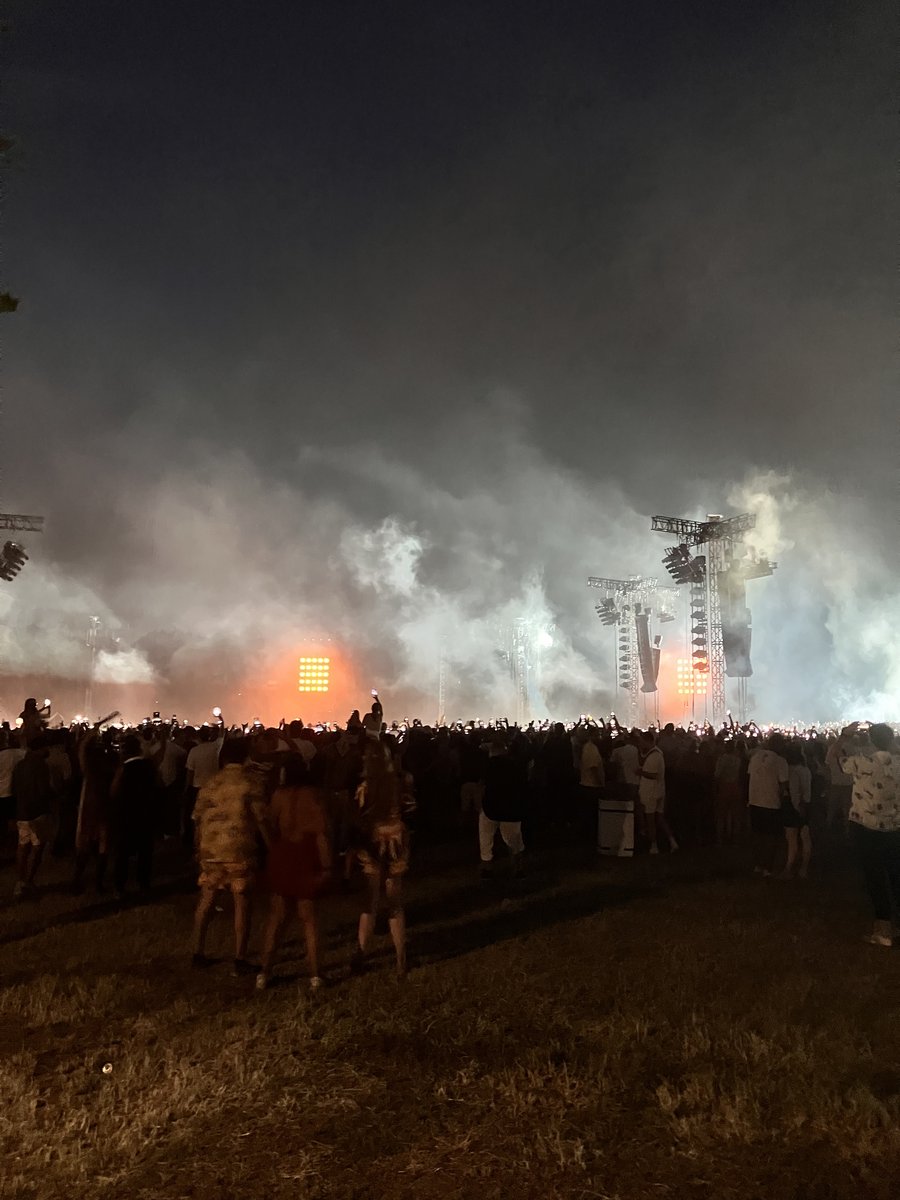Crowd and stage lighting through fog at Keinemusik NYC, Flushing, NY