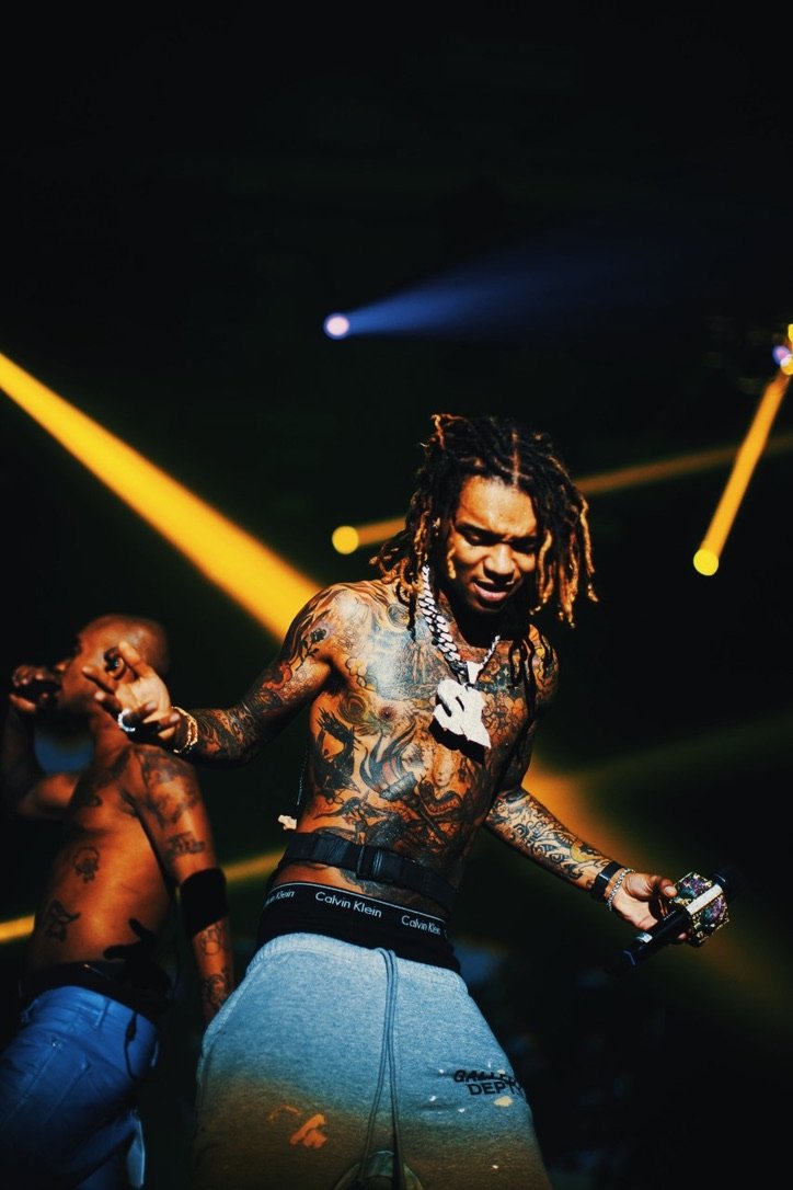 Rae Sremmurd on stage under yellow lighting, Durham, NH