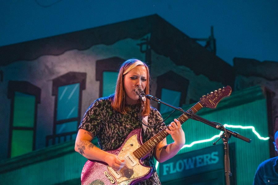 Soccer Mommy singing on stage, Portsmouth, NH